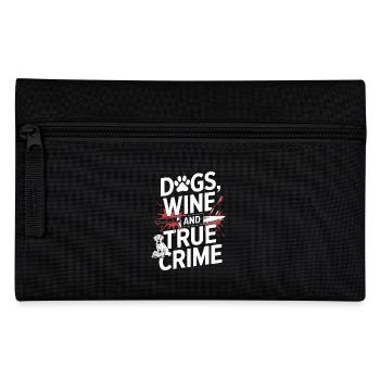 Hunde, Wein & True Crime – Lustiges Design - Federtasche - Schwarz - Vorne