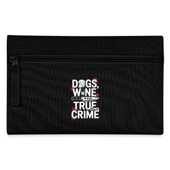 Hunde, Wein & True Crime – Lustiges Design - Federtasche - Schwarz - Vorne