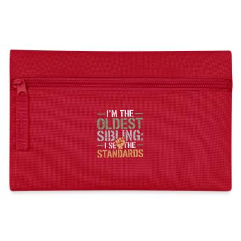 Drôle Aîné Frère Ou Sœur Enfant Tee I Établi les normes - Trousse - rouge - Devant