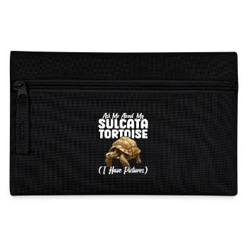 Ask me about my sulcata turtle - Pencil Case - black - Front