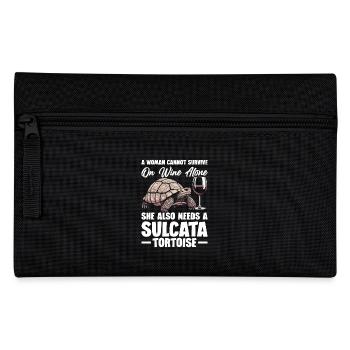 A woman can't survive on wine alone, - Pencil Case - black - Front