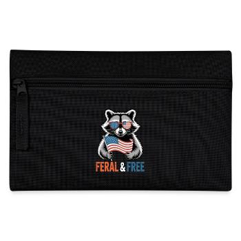 Wild & Frei Rot Weiß Und Wild Waschbär Flagge - Federtasche - Schwarz - Vorne