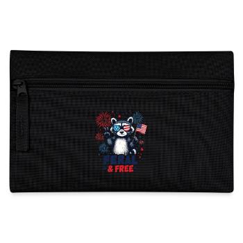 Raccoon Feral & Free Red White Feral 4th Of July - Pencil Case - black - Front