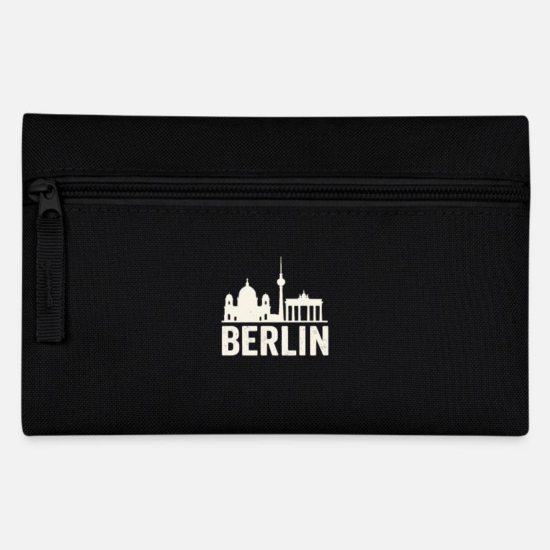 Berlin Skyline Vintage Look - Federtasche - Schwarz
