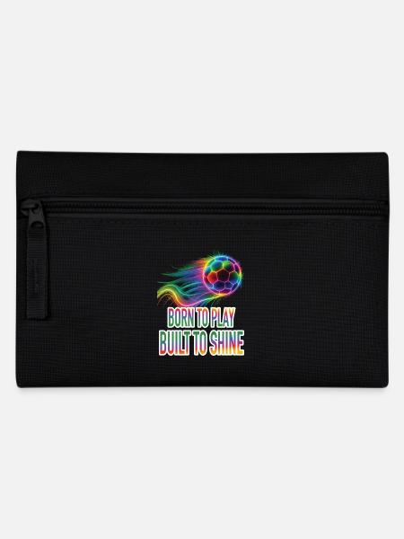 Fußball - Neon Regenbogen Fußball Sport - Federtasche - Schwarz
