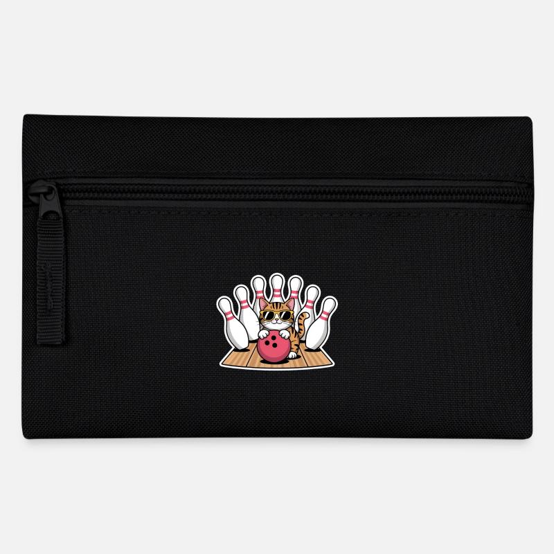 Bowling Spruch Katzen Lustiges Bowling Geschenk - Federtasche - Schwarz
