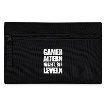 Gamer altern nicht sie leveln - Zocken - Spruch - Federtasche - Schwarz - Vorne