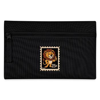 Lion amical sur un timbre-poste - Trousse - noir - Devant