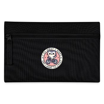Bicycle cat with naughty saying for - Pencil Case - black - Front