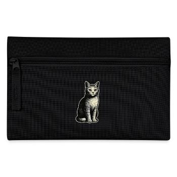 Vintage Katze – sitzend & elegant - Federtasche - Schwarz - Vorne