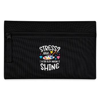 Diamond Painting Artist Stress Too Busy Shine - Pencil Case - black - Front