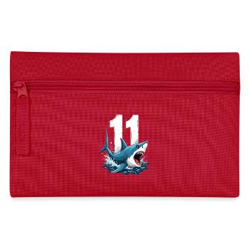 Shark Kids Birthday 11 Years Cheering - Pencil Case - red - Front