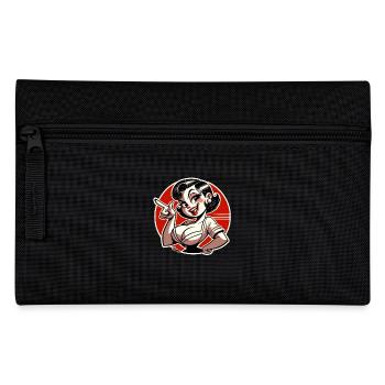 Freche Retro-Dame mit Pin-up-Charme - Federtasche - Schwarz - Vorne