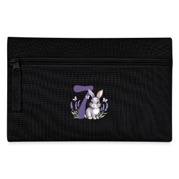 7. Geburtstag 7 Jahre Hase Häschen Lavendel Lila - Federtasche - Schwarz - Vorne