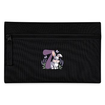 7. Geburtstag 7 Jahre Hase Häschen Lavendel Lila - Federtasche - Schwarz - Vorne