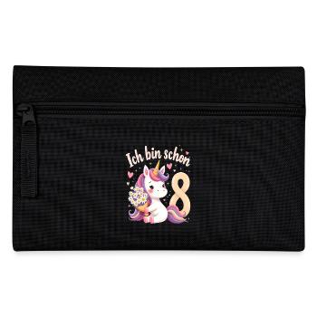 Cute Unicorn 8th Birthday for Girls - Pencil Case - black - Front