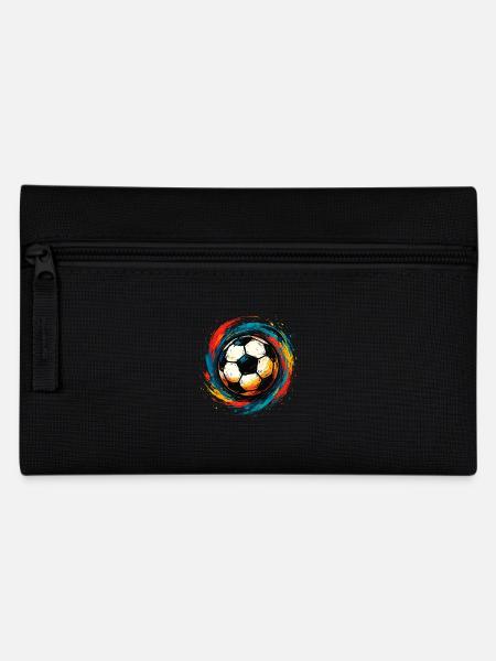 Bunter Fußball – Kunstvolles Splash Design - Federtasche - Schwarz