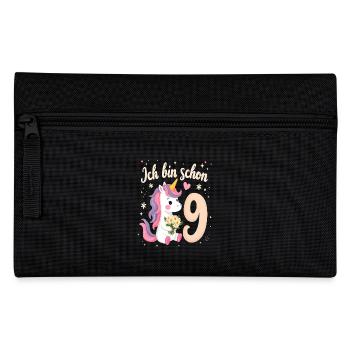 Cute Unicorn 9th Birthday for Girls - Pencil Case - black - Front