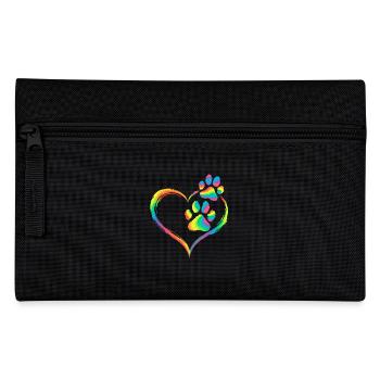 Rainbow Heart Paw Print Animal Love - Pencil Case - black - Front