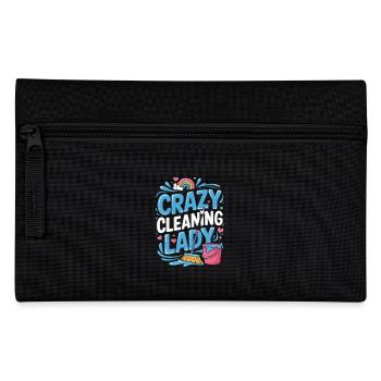 Crazy cleaning lady colorful rainbow motif with - Pencil Case - black - Front