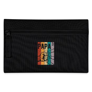 Papa 3 - Papa von drei Kindern - Team - Familie - Federtasche - Schwarz - Vorne