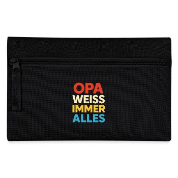 Opa weiß immer alles – Lustiges Opa Geschenk - Federtasche - Schwarz - Vorne