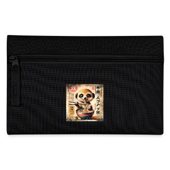 Ramen Meerkat Grunge Poster Style - Pencil Case - black - Front