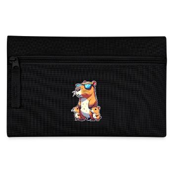 Capybara Papa Kinder Sohn Tochter - Federtasche - Schwarz - Vorne