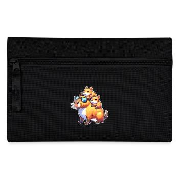 Capybara Papa Sohn Tochter Kinder - Federtasche - Schwarz - Vorne