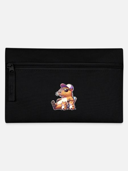 Capybara Papa Kinder Sohn Tochter Kinder - Federtasche - Schwarz