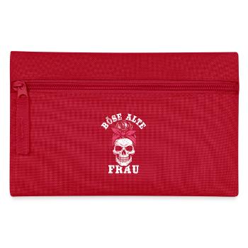 Böse alte Frau - Totenkopf - Ironie - Spruch - Federtasche - Rot - Vorne