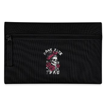 Böse alte Frau - Totenkopf - Rosen - Spruch - Federtasche - Schwarz - Vorne