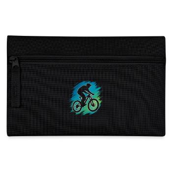 Mountain bike silhouette in vintage style - Pencil Case - black - Front