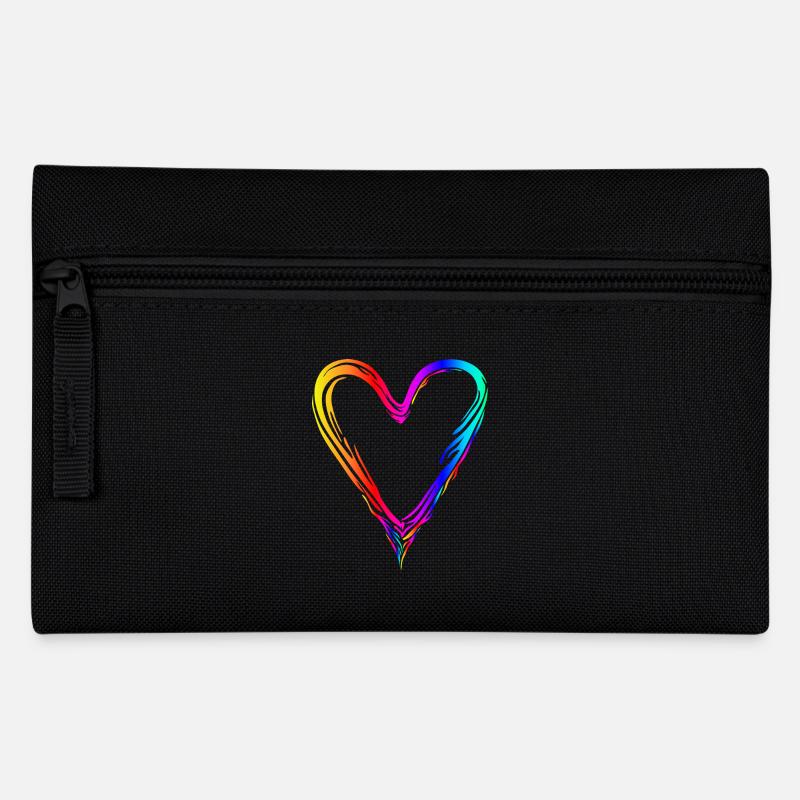 Buntes Herz Regenbogen Farbverlauf - Federtasche - Schwarz