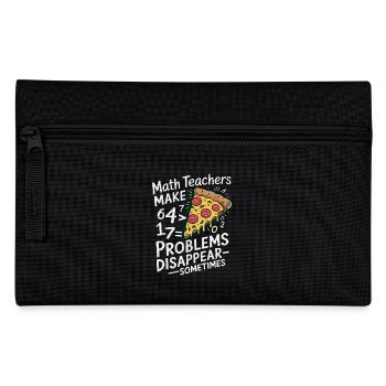 Lustiges Mathelehrer Design Pizza & Probleme lösen - Federtasche - Schwarz - Vorne