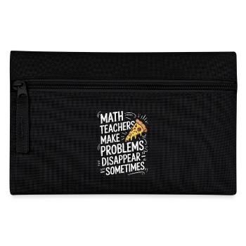 Lustiges Mathelehrer Design Pizza & Probleme lösen - Federtasche - Schwarz - Vorne