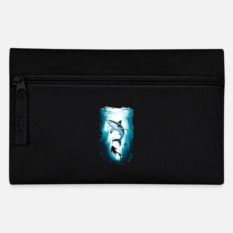 Aventure sous-marine avec requin et plongeur - Trousse - noir