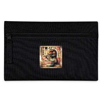 Ramen T Rex Dinosaur Grunge Poster Style - Pencil Case - black - Front