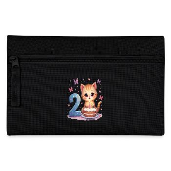 chaton mignon fille d’anniversaire 2e anniversaire - Trousse - noir - Devant