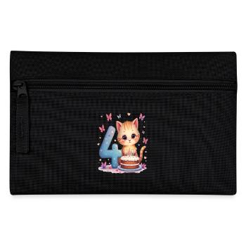 chaton mignon fille d’anniversaire 4e anniversaire - Trousse - noir - Devant
