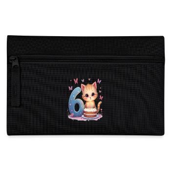 chaton mignon fille d’anniversaire 6e anniversaire - Trousse - noir - Devant