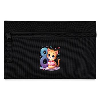 Cute Kitten 8th Birthday Girl - Pencil Case - black - Front