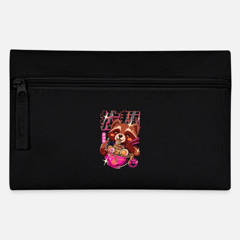 Japanische Tanuki-Waschbär-Ramen - Federtasche - Schwarz