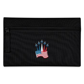 Patriotic US flag with jet aircraft - Pencil Case - black - Front