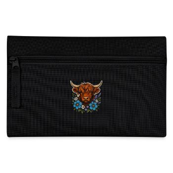 Vache des Highlands avec couronne de fleurs – Style de vie à la campagne - Trousse - noir - Devant