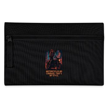 Motorcycles and courage – that's my style - Pencil Case - black - Front