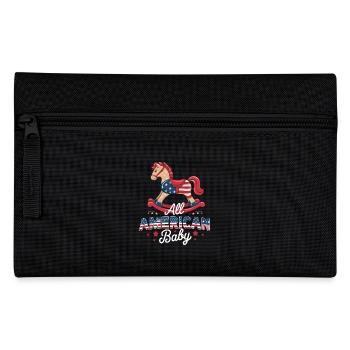 All American Baby Schaukelpferd Design - Federtasche - Schwarz - Vorne