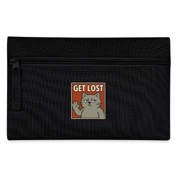 Genervte Katze mit Spruch Hau ab - Federtasche - Schwarz - Vorne