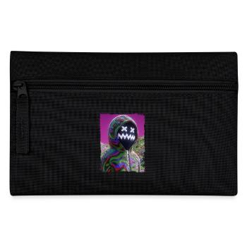 Psychedelic Mask Figure Neon Glitch Graphic - Pencil Case - black - Front