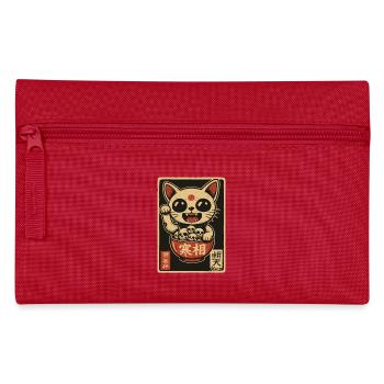 Dunkle Winke-Katze mit Totenköpfen - Federtasche - Rot - Vorne
